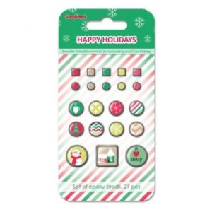 Ćwieki dekoracyjne ScrapBerry's 21szt, Happy Holiday